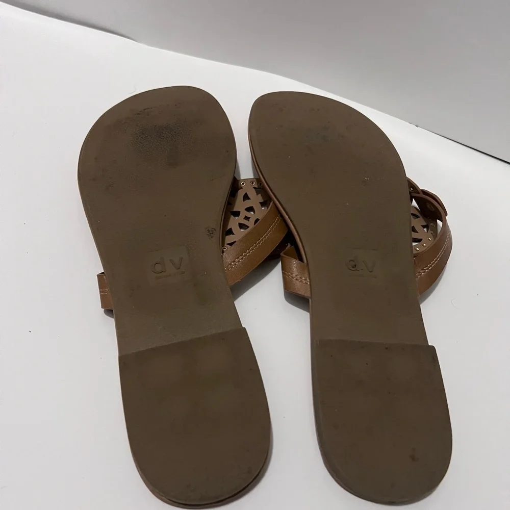 DV by Dolce Vita Brown Tan Cutout Thong Sandals